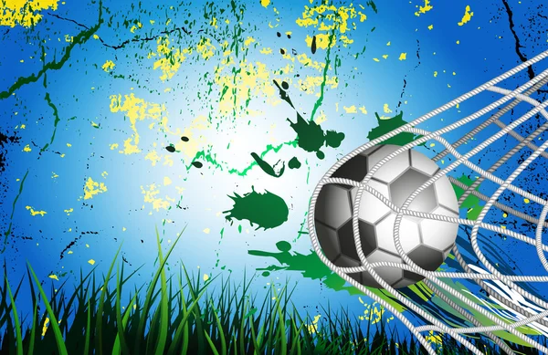 Bola de futebol no fundo grama — Vetor de Stock