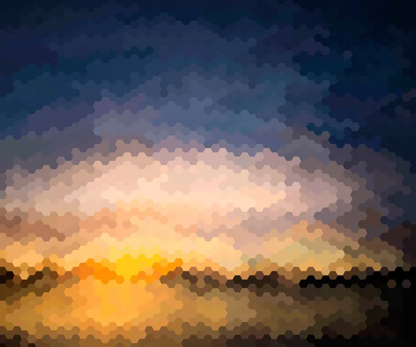 พื้นหลังมืดมิดกับพระอาทิตย์ตกเหนือทะเล — ภาพเวกเตอร์สต็อก