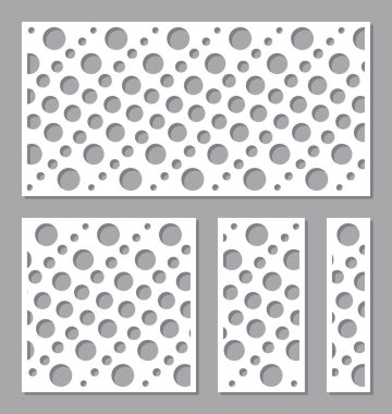 Çember geometrik desenli paneller. Stenküller, kare örgüler, yuvarlak delikli dikdörtgen şekilli. Çizici lazer kağıt kesim şablonu, metal oyma, ahşap oyma, cnc.