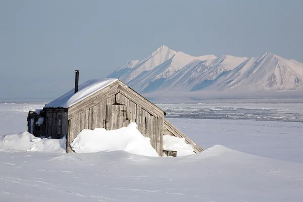 Kuzey Kutbu, eski ahşap bina Stok Resim