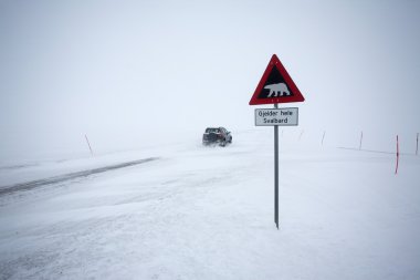 Road sign with polar bear clipart