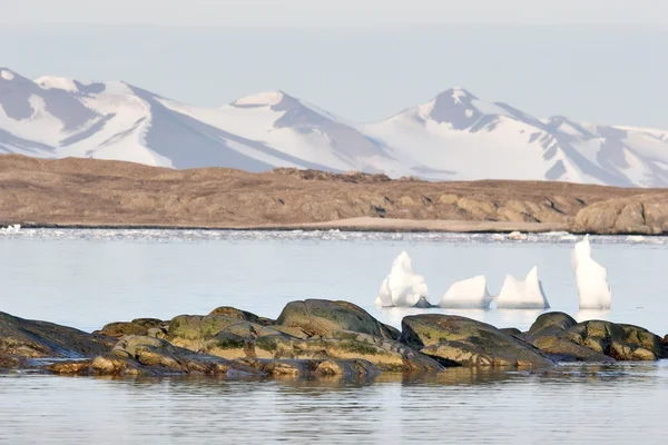 Hegyek fölött a sarkvidéki fjord — Stock Fotó