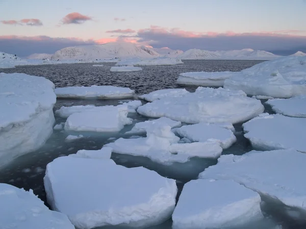 去年阳光以上北极峡湾-斯瓦尔巴群岛景观 — 图库照片