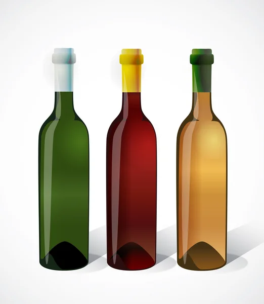 Three bottles of wine — Stock Vector