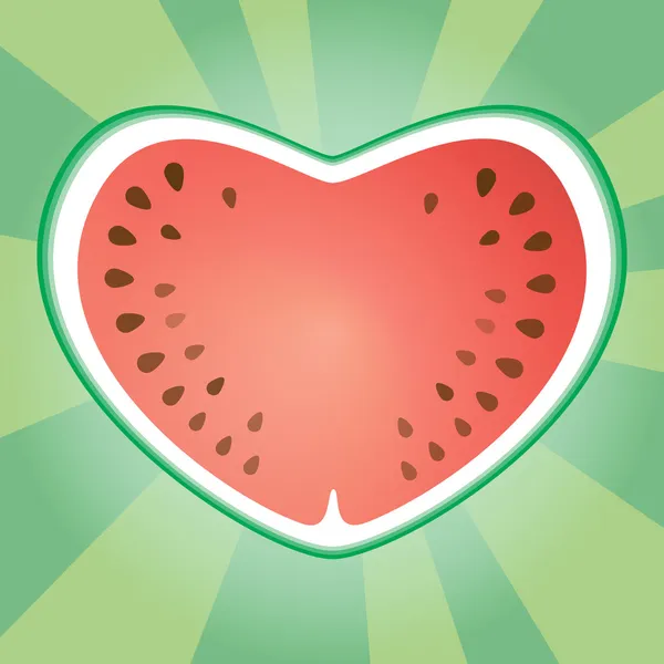 Coração de melancia — Vetor de Stock