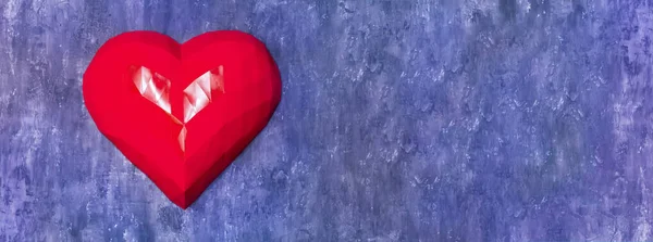 Feliz Día San Valentín Postal Con Gran Corazón Rojo Origami — Foto de Stock