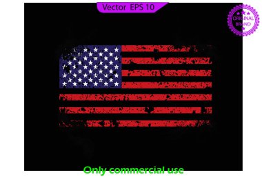 Kızıl Amerikan Bayrağı. Sorunlu Amerikan bayrağı, çatlak unsurlar, vatansever, askeri bayrak, sıkıntılı Amerikan bayrakları seti, eps10, şeffaf arka plan, yüksek çözünürlük, sadece ticari kullanım