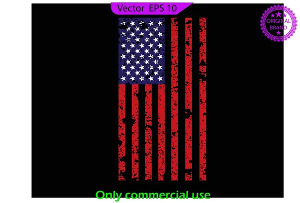 红色美国国旗 忧心忡忡的美国国旗 带有裂缝成分 爱国者 忧心忡忡的美国国旗 Eps10 透明的背景 高分辨率 只有商业用途 — 图库矢量图片