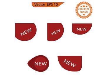 New note label, mark tag, sticker, corner and badge set. New tag ribbon and banner vector. New selling condition etiquette with promotion message to arrival advertise,