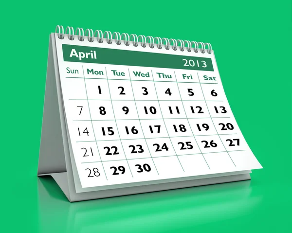 Calendario di aprile 2013 — Foto Stock