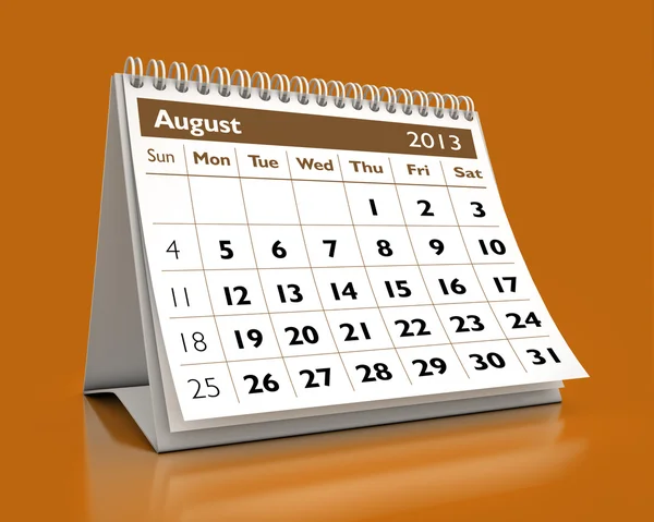 Calendario di agosto 2013 — Foto Stock