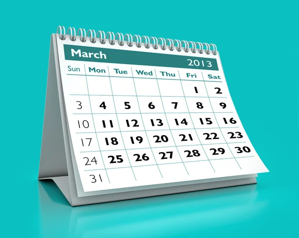 Calendario di marzo 2013 — Foto Stock