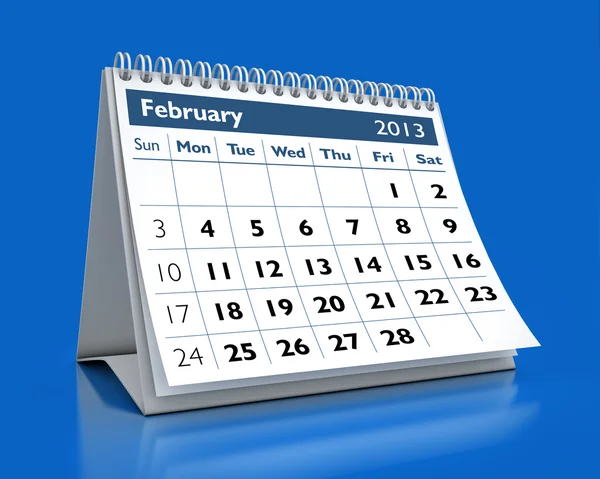Února 2013 kalendář — Stock fotografie