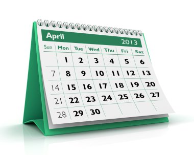 2013 áprilisáig naptár