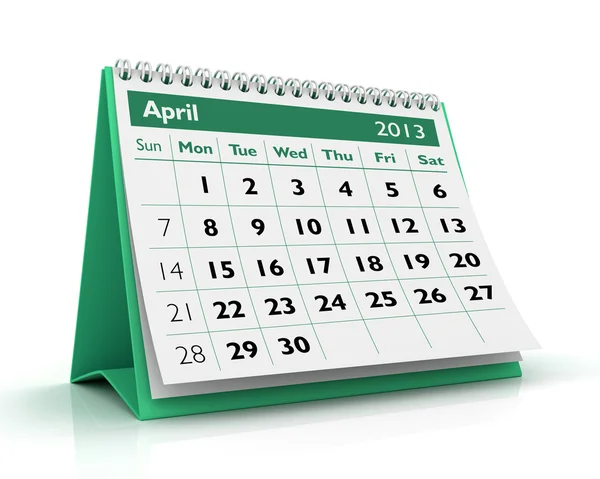 Kalendarz kwiecień 2013 — Zdjęcie stockowe