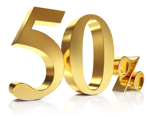 Gold fifty percent discount symbol — Stock Photo, Image