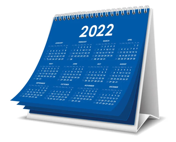 Illustration Desktop Calendar 2022 White Background — Stock Vector