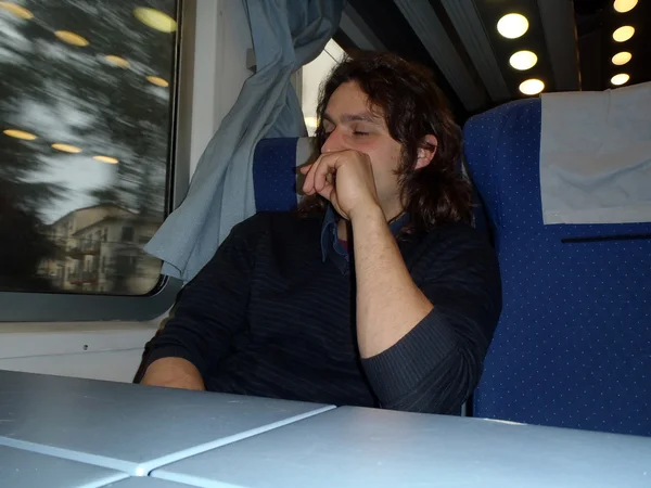 Passenger on a European train — Stock Photo, Image