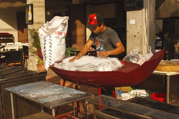 Preparação da vitrine de frutos do mar — Fotografia de Stock