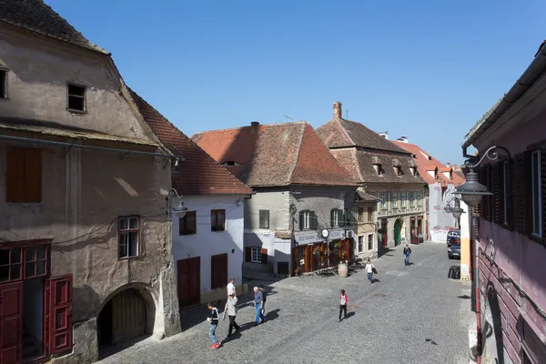 Sibiu Rumania Mayo 2018 Calle Ciudad Sibiu Con Una Bonita — Foto de Stock