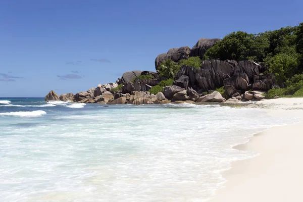 Paraíso Tropical Vista Playa Seychelles — Foto de Stock