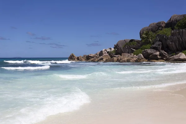Paraíso Tropical Vista Playa Seychelles — Foto de Stock