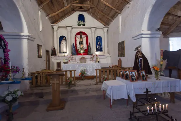 Chiu Chiu Chile Agosto 2019 Vista Interior Igreja Branca Chiu — Fotografia de Stock