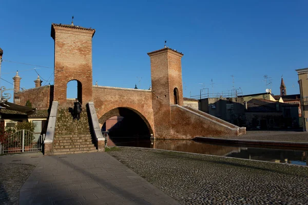 Comacchio Itálie Prosince 2019 Pohled Trepponti — Stock fotografie