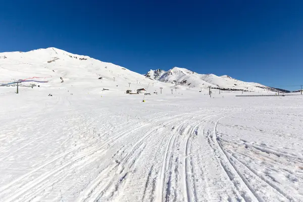 Tonale Itália Fevereiro 2021 Vista Passo Del Tonale Durante Inverno — Fotografia de Stock