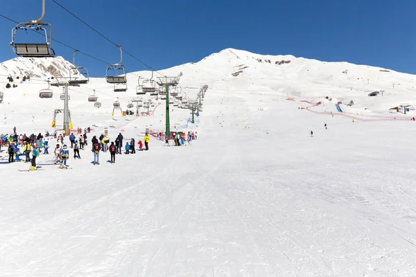 Tonale Itália Fevereiro 2021 Vista Passo Del Tonale Durante Inverno — Fotografia de Stock