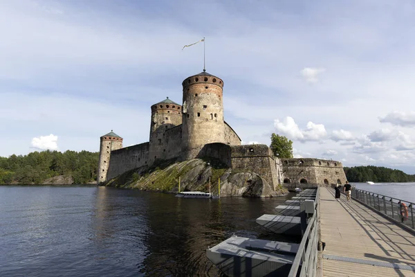 Olavinlinna Finnland August 2021 Blick Auf Das Schloss See Von lizenzfreie Stockfotos