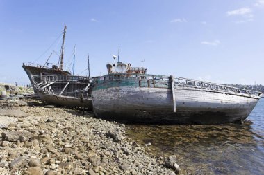 Camaret Sur Mer, Fransa - 19 Ağustos 2016: Camaret sur Mer 'deki tekne manzarası 