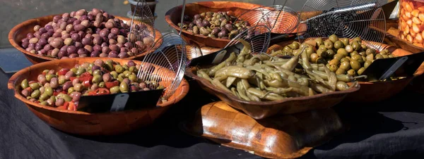 Blick Auf Oliven Die Auf Dem Markt Von Réunion Verkauft — Stockfoto