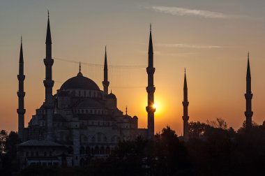 Blue Mosque at sunset clipart