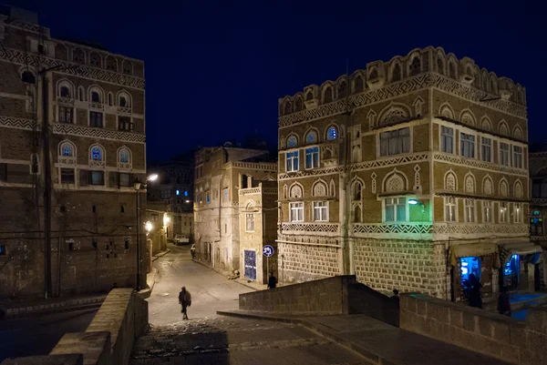 Sanaa v noci, Jemen — Stock fotografie