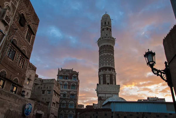 Pôr do sol em Sanaa, Iêmen — Fotografia de Stock