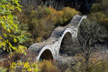 Yunanistan 'ın Epirus kentindeki geleneksel Kalogeriko veya Plakida Köprüsü manzarası