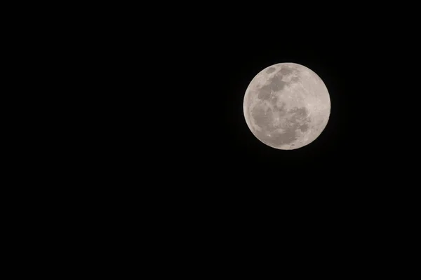 Gros Plan Pleine Lune Jaune Sur Ciel Noir — Photo