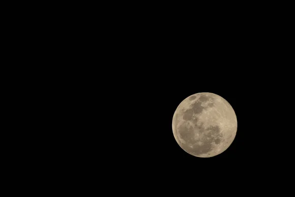 Cerca Luna Llena Amarilla Cielo Negro —  Fotos de Stock