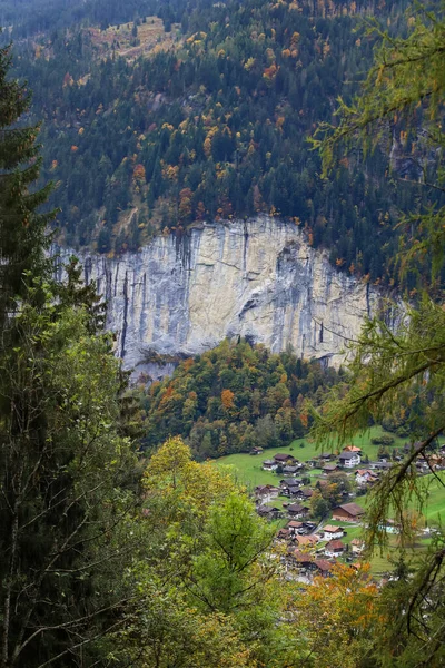 Pohled Město Přírodní Park Podzimní Sezóně Švýcarsku — Stock fotografie
