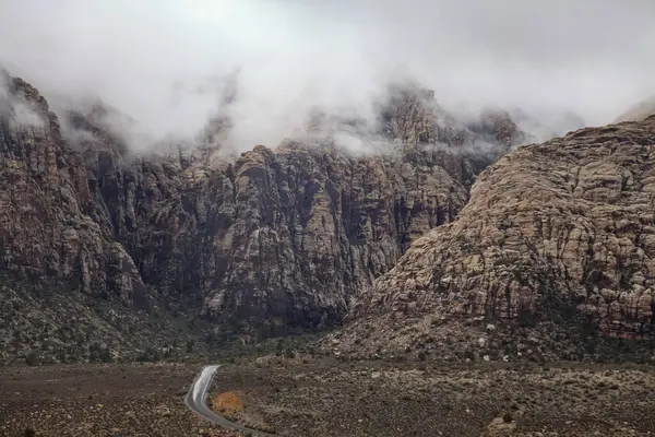 Vue Parc National Canyon Red Rock Foggy Day Nevada États — Photo
