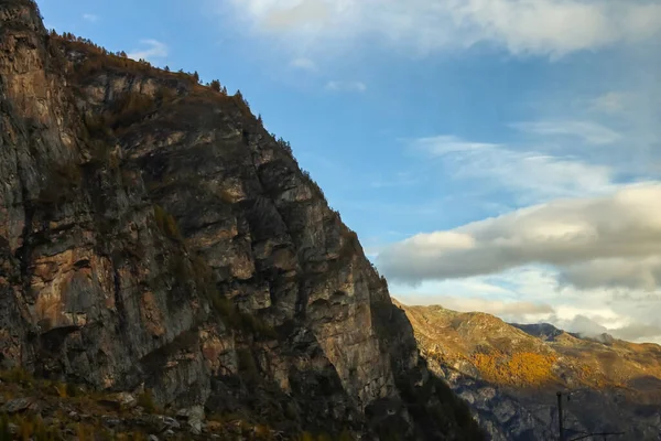 View of lock mountain side down in autumn nature and environment at swiss