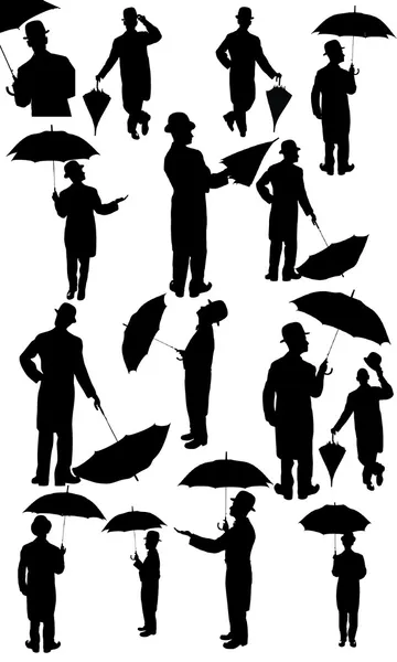 umbrealla siluet olarak erkeklerle