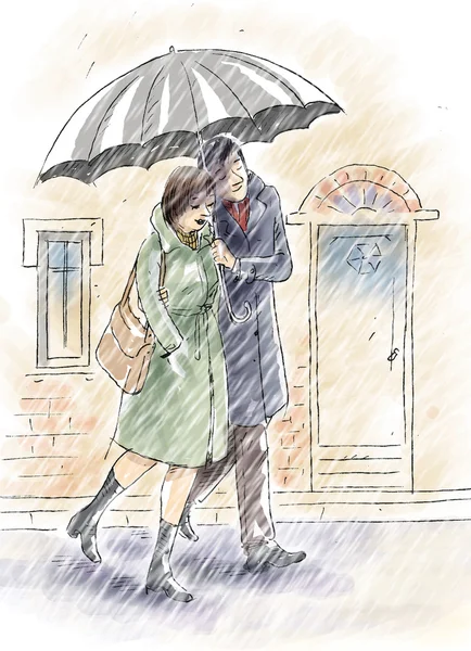 Couple with an umbrella — Stock Photo, Image