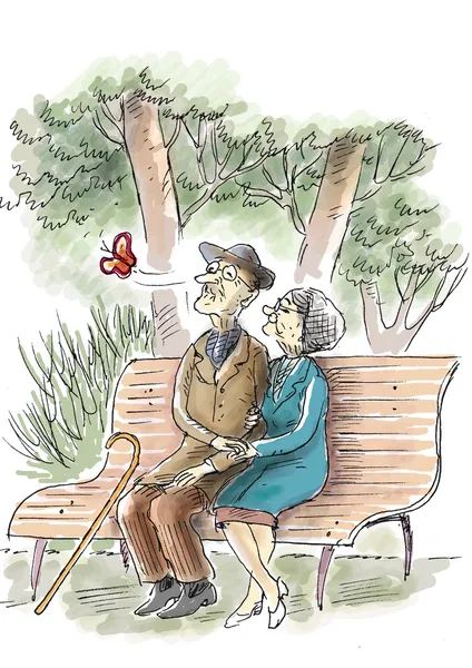 Idős házaspár-a Park — Stock Fotó