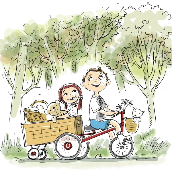 Kids on the bike — Stock Photo, Image