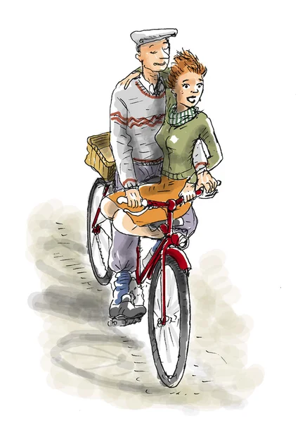 Casal no ciclismo de bicicleta — Fotografia de Stock