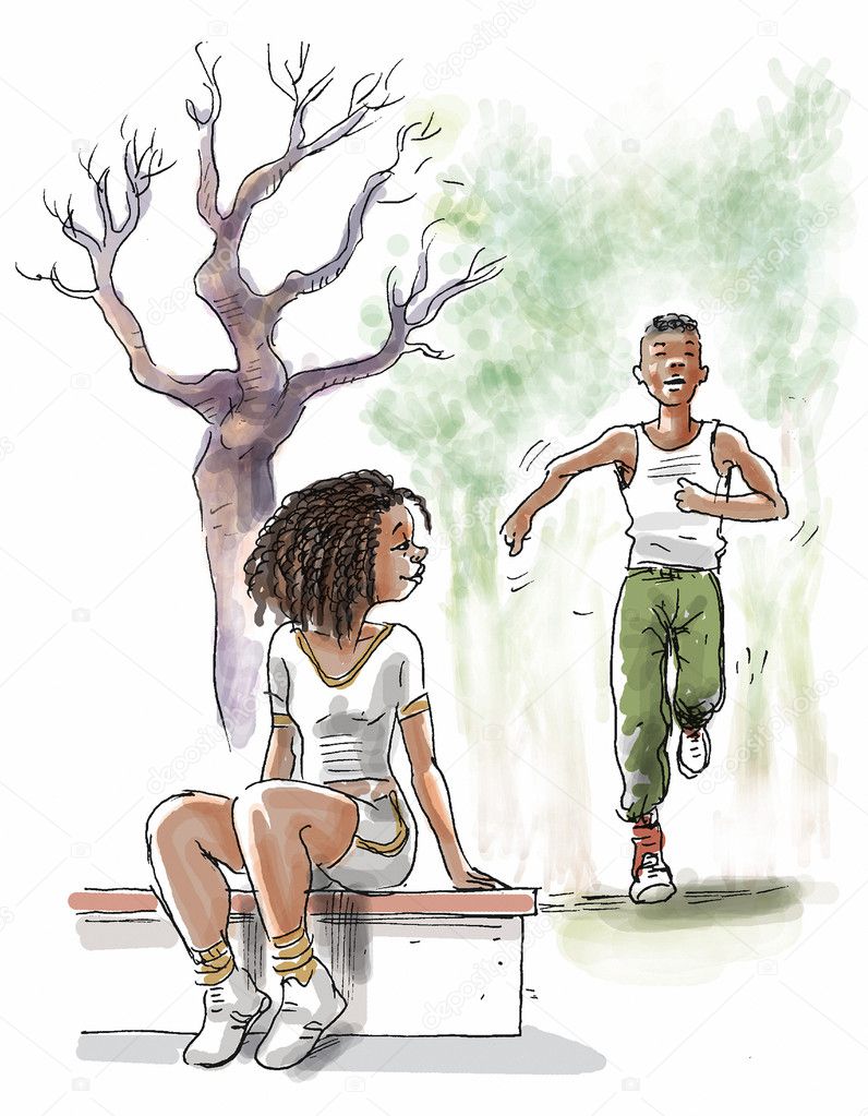 Young black couple in the park