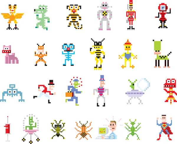 Group of pixel illustrations — Stock Photo, Image
