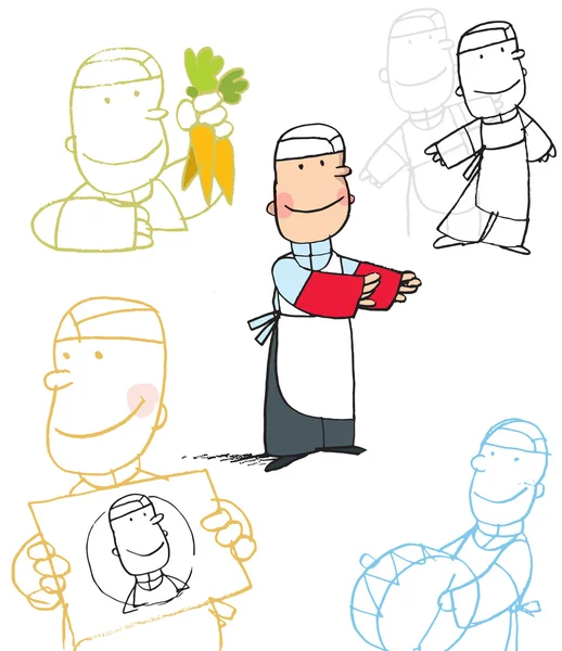 Estudo dos desenhos animados de um chef — Fotografia de Stock